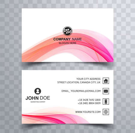 red abstract modern business card illustration design template with wave shapeのイラスト素材