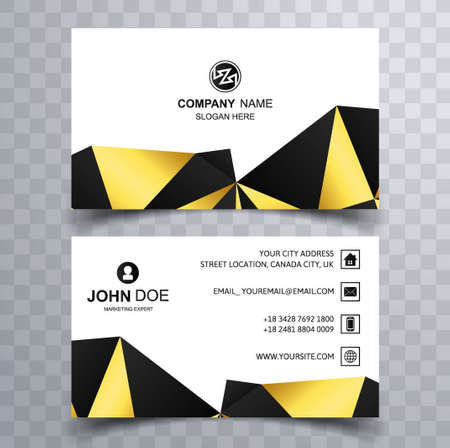 black and yellow polygonal modern business cardのイラスト素材