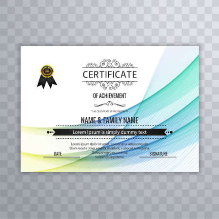 colorful wavy certificate template elegant modern vector design illustrationのイラスト素材