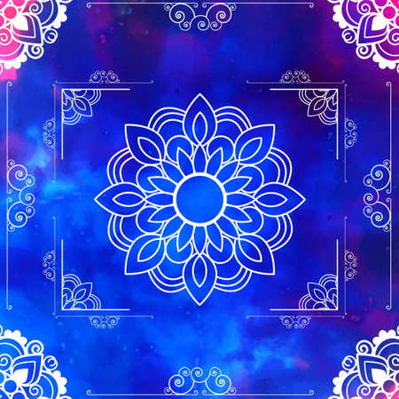 blue floral mandala frame elegant modern vector design illustrationのイラスト素材