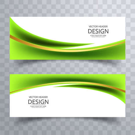 modern green wavy banners elegant modern vector design illustrationのイラスト素材