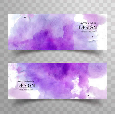 purple abstract watercolor banners elegant modern vector design illustrationのイラスト素材