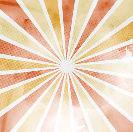 background with sun rays halftone dots warm tones vector design illustrationのイラスト素材