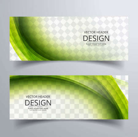 green wavy banners vector design illustrationのイラスト素材