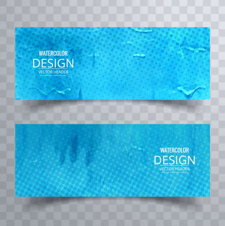 blue banners with halftone dotsのイラスト素材