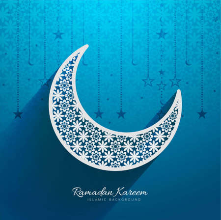 blue ramadan kareem illustration with moon elegant modern vector design illustrationのイラスト素材