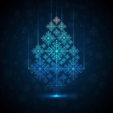 abstract background elegant christmas tree with snowflakesのイラスト素材