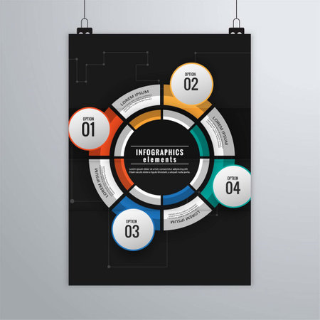 black brochure with graphics vector design illustrationのイラスト素材