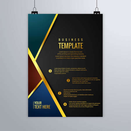 dark brochure with gold lines vector design illustrationのイラスト素材