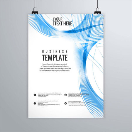 leaflet with wavy lines blue tonesのイラスト素材