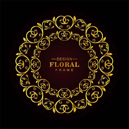 floral background with golden frameabstract background with golden lines vector design illustrationのイラスト素材