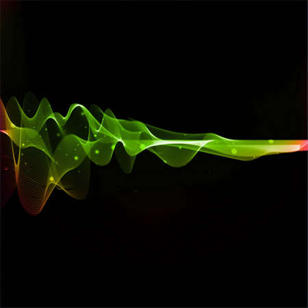 bright green red wavy lines black background vector design illustrationのイラスト素材