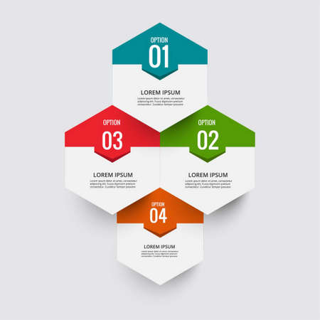 infography with four hexagonal options vector design illustrationのイラスト素材