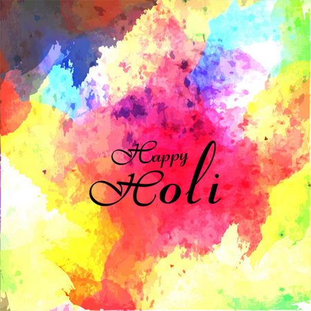 background with watercolors happy holi vector design illustrationのイラスト素材