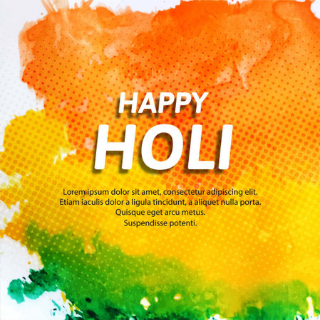 background holi decorated with orange green watercolors vector design illustrationのイラスト素材