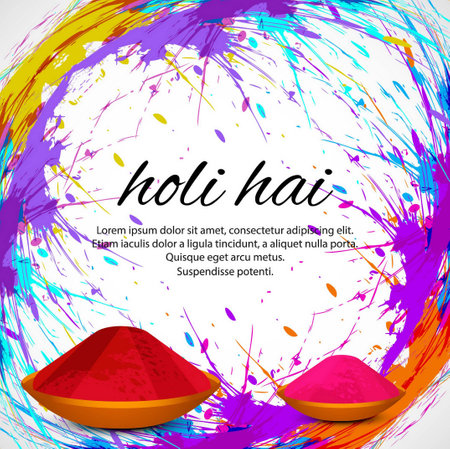 background with watercolor frame holi vector design illustrationのイラスト素材