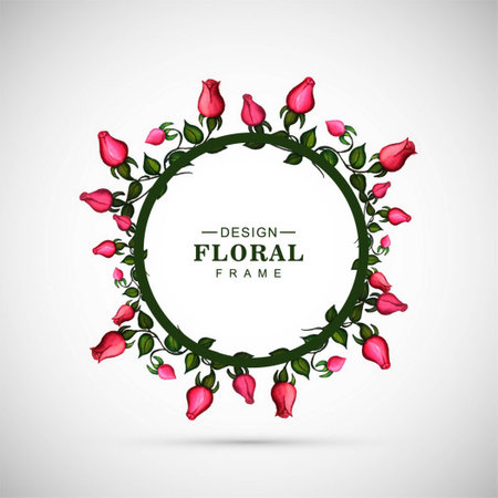 cute circular floral frame white background vector design illustrationのイラスト素材