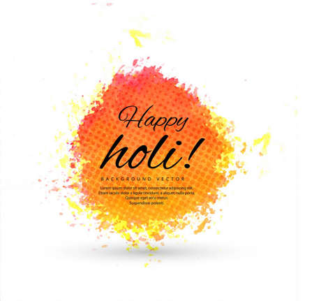 background holi decorated with orange watercolor stain vector design illustrationのイラスト素材