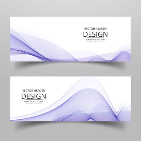 two white banners with purple wavy shapes vector design illustrationのイラスト素材