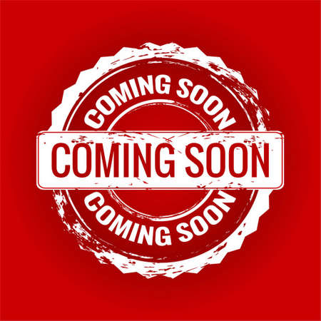 coming soon white stamp red background vector design illustrationのイラスト素材