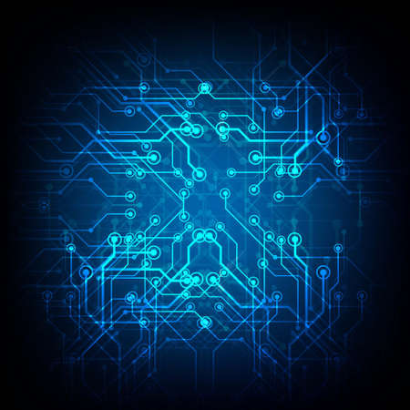 circuit blue background with lines dots vector design illustration