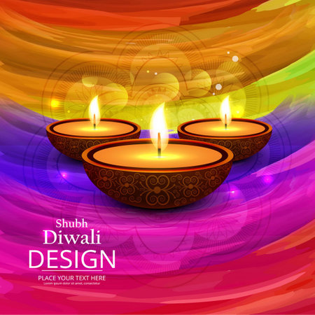 happy diwali background colorful bands vector design illustrationのイラスト素材