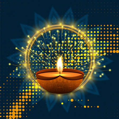 background with dots candle diwali vector design illustrationのイラスト素材