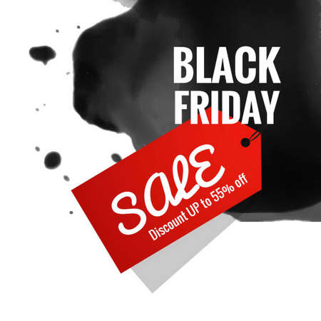 background with black ink red label black friday vector design illustrationのイラスト素材
