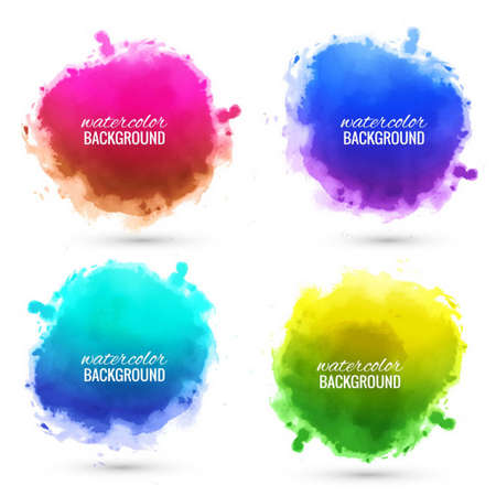 collection four colorful background watercolor style vector design illustrationのイラスト素材