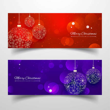christmas banners red purple colors vector design illustrationのイラスト素材
