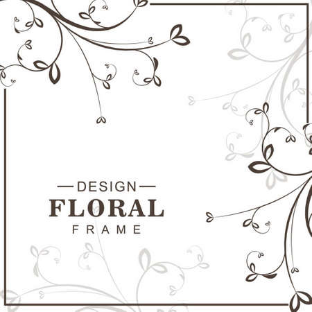frame with floral lines vector design illustrationのイラスト素材