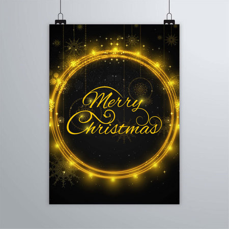 christmas poster with shiny golden rings vector design illustrationのイラスト素材