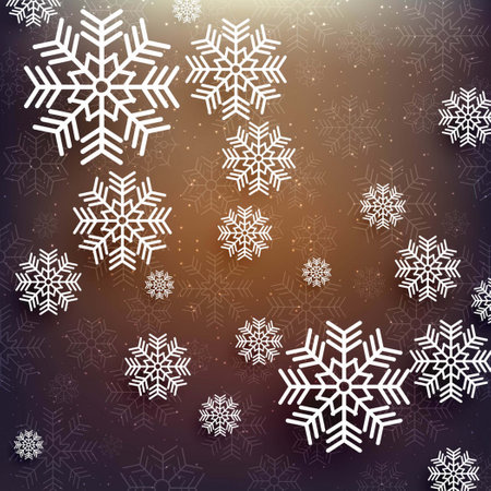 elegant brown background with white snowflakes vector design illustrationのイラスト素材