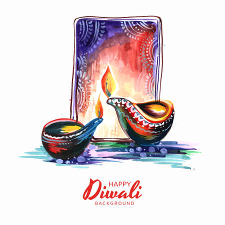 Decorative artistic diwali diya festival card backgroundのイラスト素材