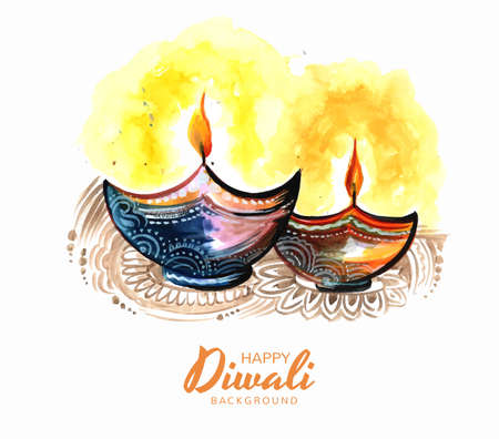 Decorative artistic diwali diya festival card backgroundのイラスト素材