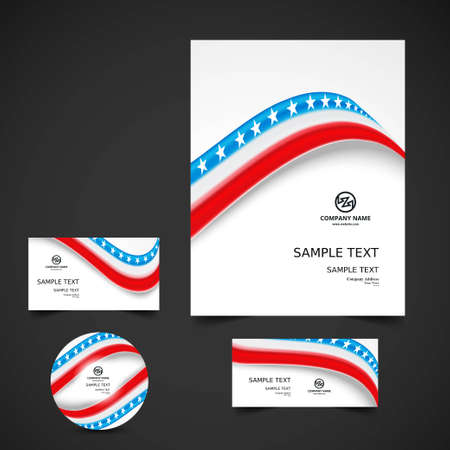 american flag business stationeryのイラスト素材