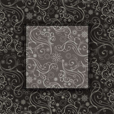 black floral background vector design illustrationのイラスト素材