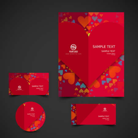 colorful valentine stationery designのイラスト素材