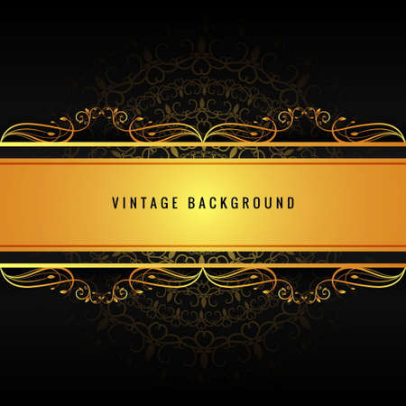 ornamental background with golden bannerのイラスト素材