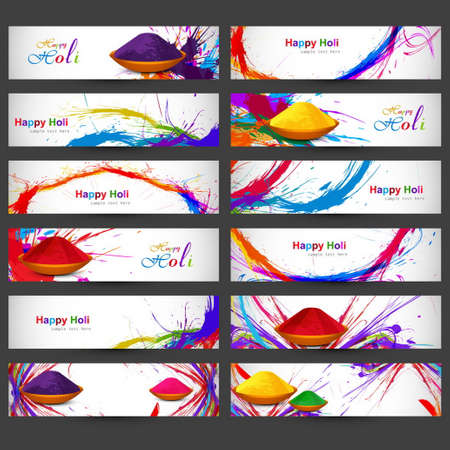 colorful holi header collectionのイラスト素材