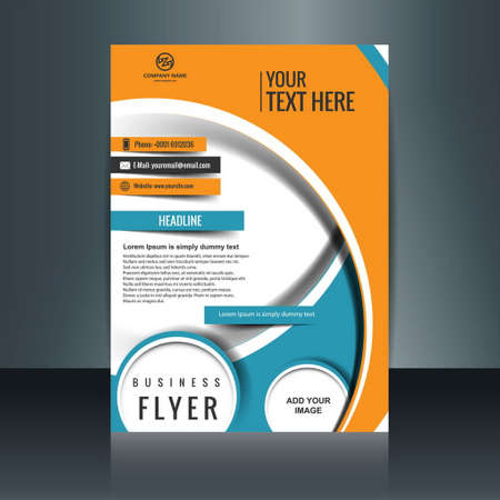 blue orange business flyerのイラスト素材