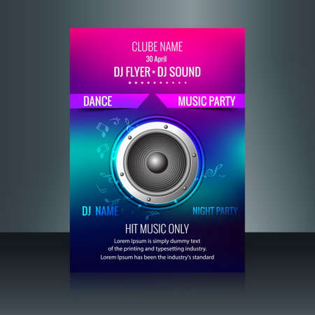 colorful music flyer with speakerのイラスト素材