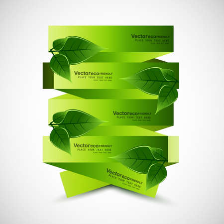 green ribbons with leaves vector design illustrationのイラスト素材