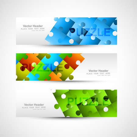 colorful puzzle headers vector design illustrationのイラスト素材