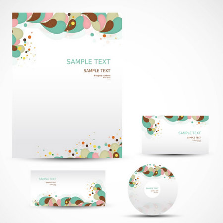 business stationery with colorful floralのイラスト素材