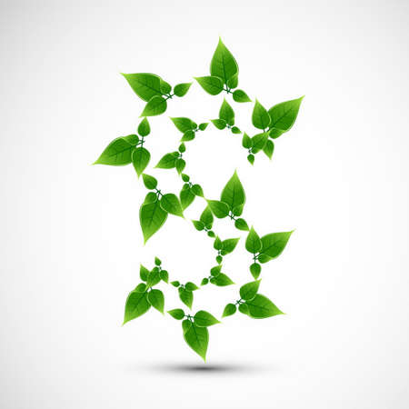s letter design with leaves vector illustrationのイラスト素材