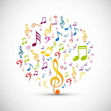 circle made with colorful music notesのイラスト素材