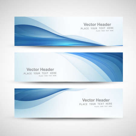 blue wavy abstract banners set vector design illustrationのイラスト素材
