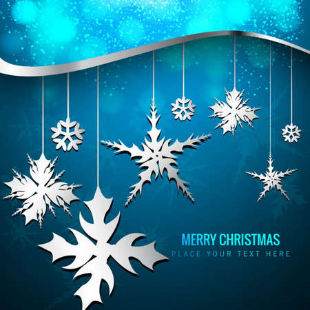 blue christmas snowflakes backgroundのイラスト素材