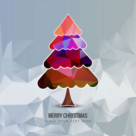 colored christmas tree background polygonal styleのイラスト素材